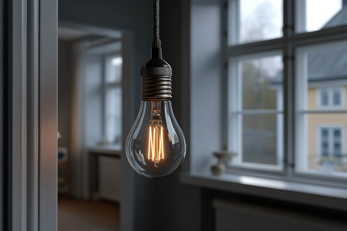 Ett flimrande ljus i ett äldre hus indikerar potentiella problem med elsystemet. Fokus på säkerhet och vikten av att åtgärda elektriska problem i tid.