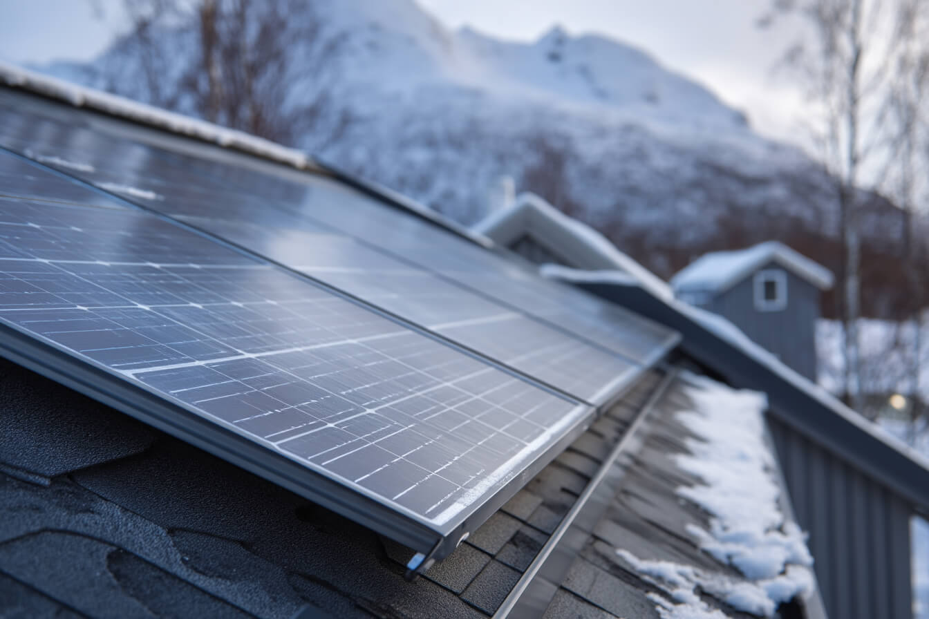 En närbild av en solpanel installerad på ett tak, som betonar tekniken och hållbarheten i grön teknik investeringar.
